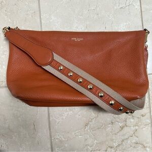Henri Bendel Pebble Leather Grommet 
Shoulder Bag Cognac Brown‎ Color
